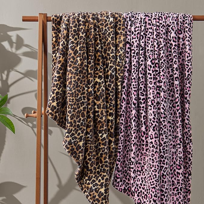 BEDELITE Pink Leopard Twin Size Blanket – Soft & Cozy Cheetah Blanket for Couch, Bed & Sofa, Lightweight Fleece Animal Print Decor, 60"x 80", Pink