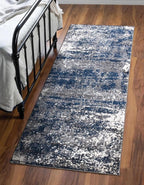 Keen Home Design Area Runner Rugs - 2x12 Non-Shedding, Abstract Runner for Kitchen, Living Room, Bedroom, Dining Room, Entryway - Size: 2'8" x 11'11", Navy/Grey/White