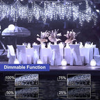 Brightown Icicle Lights Outdoor: 2 Packs, 132Ft with 276 Drops, 1472 LED Icicle Lights with Timer for House Eaves and Wedding, Pure White