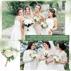 SEMONONIA Wedding Bridesmaid Bouquet Flower 1 Pack - Ivory White Artificial Flowers Bouquet Rustic Small Floral Centerpieces for Marriage Proposal Party Anniversary Dining Table Decorations -7inch