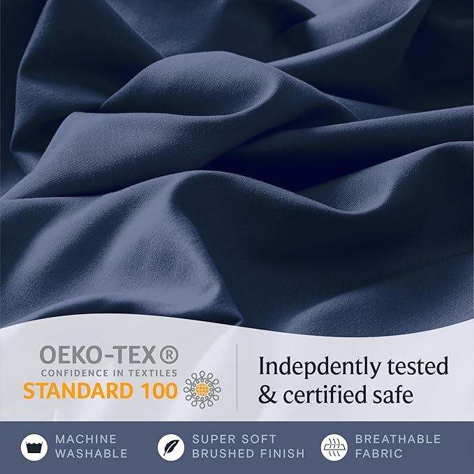 LuxClub 4 PC King Sheet Set, Breathable Luxury Bed Sheets, Deep Pockets Wrinkle Free Cooling Bed Sheets Machine Washable Hotel Bedding Silky Soft - Navy King