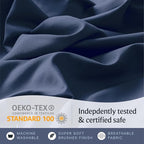 LuxClub 4 PC Queen Sheet Set, Deep Pockets Wrinkle Free Cooling Bed Sheets Hotel Bedding for Women, Men, Kids & Teens, Includes 1 Fitted Sheet, 1 Flat Sheet and 2 Pillowcases - Silky Soft Navy