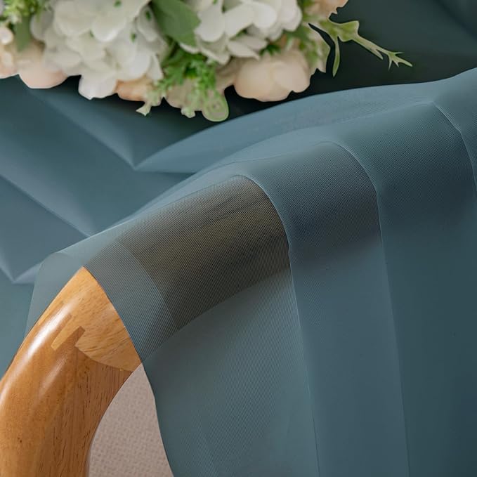 Chyhomenyc Stone Blue Sheer Curtains 84 Inch Length 2 Panels, Light Filtering Dusty Blue Window Curtain Treatment Drapes for Bedroom, Each 42Wx84L Inches