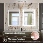 Keonjinn LED Mirror 24 x 32 Inch, Lighted Bathroom Vanity Mirror for Wall, Fronlit Only, HD Tempered Glass, UL-Listed LED Driver, Anti-Fog, Dimmale 6000K, Easy Installation(Horizontal/Vertical)