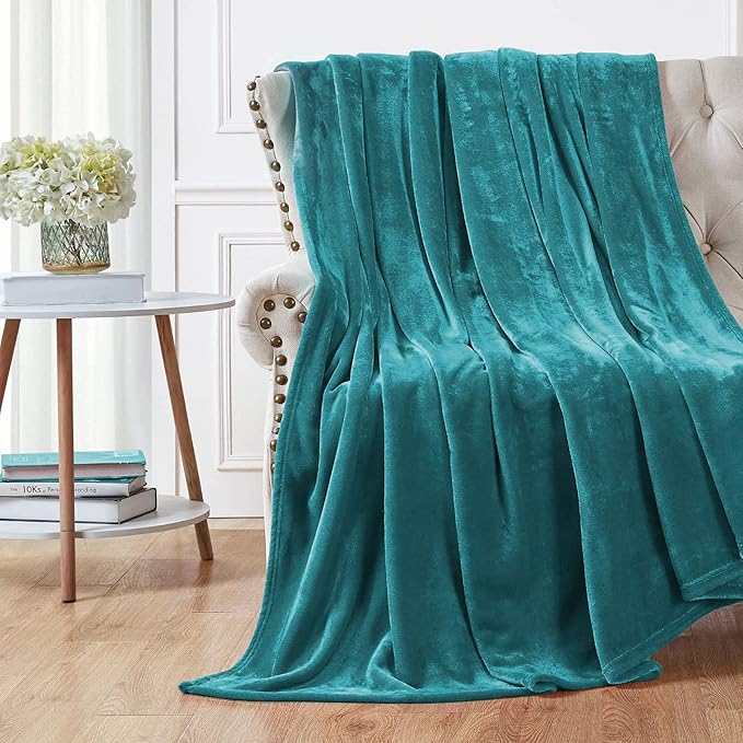 Walensee Fleece Blanket Plush Throw Fuzzy Lightweight (Twin Size 60x80 Teal) Super Soft Microfiber Flannel Blankets for Couch, Bed, Sofa Ultra Luxurious Warm and Cozy for All Seasons