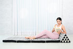 Leewadee Comfortable Japanese Floor Mattress - Thai Floor Bed with Triangle Cushion - Futon Mattress - XL Extra Long Thai Massage Mat, 89 x 20 inches, Black White, Kapok Filling