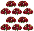 NUPTIO Flower Wedding Centrepieces for Tables - 10 Pcs 9.5in Diameter Crimson Artificial Flowers Rose Ball for Centerpieces Table - Fake Rose Arrangements for Weddings Birthday Party Decor