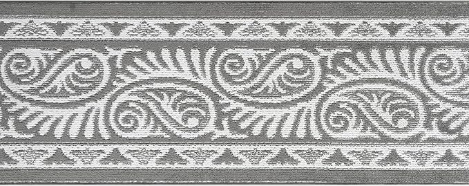 Custom Length Cut to Size Tribal Ethnic Southwestern Inspired Hallway Runner Rug, Non Slip Rubber Backed, 31 inch Wide X Customized Length, Mayan Grey, 31 inch X 13 feet