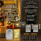 suddus Fairy Lights Battery Operated with Remote, 33ft 100 LED Dimmable Twinkle Lights with Timer, Waterproof Copper Wire String Lights for Bedroom, Christmas, Tree, Indoor Outdoor Decor (Warm White)