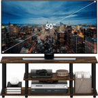 Furinno Turn-N-Tube No Tools 3D 3-Tier Entertainment Stand up to 50 inch TV, Amber Pine/Black