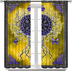 Viking Blackout Curtains Scandinavian Pirate Totem Mythology Golden Tree of Life Printed Curtain Bedroom and Living Room Decoration Blackout Curtains W63 * L63 Inch