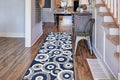 Custom Length Cut to Size Retro Modern Coastal Carpet Runner Rug for Hallways, Non Slip Rubber Backed, 31 inch Wide X Customized Length, Geo Blue, 31 inch X 7 feet