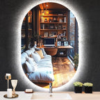 THEKLA 24 x 32 Inch Backlit Oval Lighted Vanity Mirror with Lights Smart Memory 3 Color Dimmable AntiFog 32" Frameless LED Oval Backlit Mirror for Bathroom Makeup Table Wall Vertical/Horizontal Mount