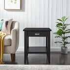 Leick Home Laurent End Table, Solid Wood, 1 Drawer, Bottom Display Shelf, Easy Assembly, for Bedroom/Living Room, Black, 24.0 in L x 20.0 in. W x 24.0 in. H, 10507-BK