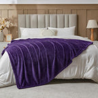 NEWCOSPLAY Super Soft Twin Blanket Dark Purple Premium Silky Flannel Fleece Leaves Pattern Lightweight Bed Blanket All Season Use (Dark Purple, Twin(60"x80"))