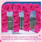 100 Pack Artificial Bougainvillea Floral 38" Silk Long Stem Bougainvillea Plants Hanging Table Centerpiece for Home Wedding Indoor Outdoor Decorations (Rose Red)
