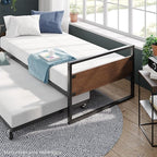 ZINUS Suzanne Bamboo and Metal Daybed with Trundle, Mattress Foundation with Steel Slat Support, Easy Assembly, Twin