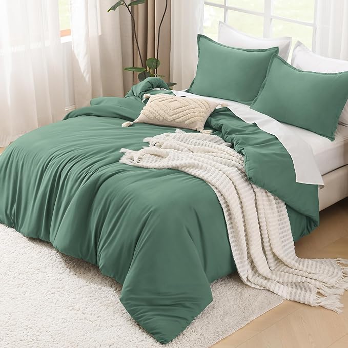 Litanika Comforters Twin/Twin XL Size Haze Green, 2 Pieces Lightweight Solid Bedding Set & Collections, All Season Fluffy Bed Set (66x90 Inches Comforter & 1 Pillowcase)