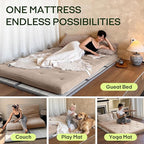 ZonLi Japanese Floor Futon Mattress Queen Size 80"x 60", 100% Cotton Cover 2.5'' Thicken Tatami Mattress, Foldable Sleeping Pad, Portable Dormitory Tatami Mat(Khaki)