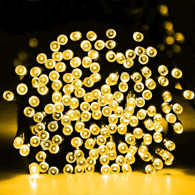 Dazzle Bright Christmas String Lights, 66FT 200 LED Connectable Green Wire 8 Modes String Lights, Waterproof Christmas Lights for Indoor Outdoor Patio Party Wedding Decorations, Warm White