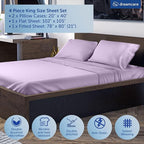 DREAMCARE King Size Sheets Set – 4 pcs Cooling Sheets – up to 21” Deep Pocket King Sheet Set – Hotel Luxury Sheets & Pillowcases – Superior Softness 100% Microfiber with Side Pocket - Lavender