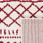 SAFAVIEH Arizona Shag Collection Accent Rug - 3'2" x 5', Ivory & Red, Moroccan Design, Non-Shedding & Easy Care, 1.6-inch Thick Ideal for High Traffic Areas in Entryway, Living Room, Bedroom (ASG741P)