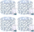 JMEXSUSS 4 Pack 50 LED White Christmas Fairy Lights Battery Operated - 16.1ft Mini Twinkle Lights Indoor Outdoor Waterproof for Dorm Garden Patio Party Wedding Birthday Holiday Decorations