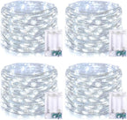 JMEXSUSS 4 Pack 50 LED White Christmas Fairy Lights Battery Operated - 16.1ft Mini Twinkle Lights Indoor Outdoor Waterproof for Dorm Garden Patio Party Wedding Birthday Holiday Decorations