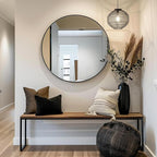 Black Round Mirror, Round Mirror 24 inch, Black Circle Mirrors Metal Frame, Wall Mounted Mirrors for Living Room, Bathroom, Wall, Entryway, Rustic.
