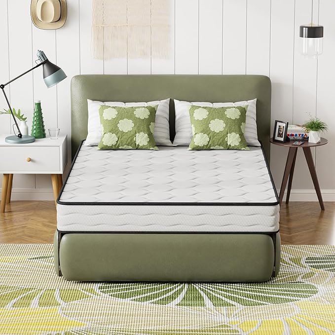 PayLessHere | 8 Inch Full Mattress | Medium Firm Hybrid Mattress | White | with High-Density Foam and Breathable Cover | Pocket Spring Design, Pressure Relief | Bed in a Box, CertiPUR-US Certified