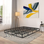 Qingzhou Box Spring King Bed Bases, 7 Inch High Metal King Size Box Spring Only, Heavy Duty Mattress Foundation with Fabric Cover, Easy Assembly, Quiet Noise Free, Non Slip, Black