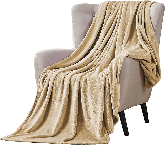 Walensee Fleece Blanket Plush Throw Fuzzy Lightweight (King Size 108x90 Tan Camel/Taupe) Super Soft Microfiber Flannel Blankets for Couch, Bed, Sofa Ultra Luxurious Warm and Cozy for All Seasons