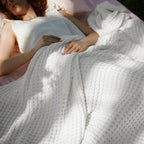 Bedsure Cooling Cotton Waffle Oversized King Blanket - Lightweight Breathable Blankets Rayon Derived from Bamboo for Hot Sleepers, Luxury Throws for Bed and Sofa, White, 120x96 Inches