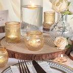DARJEN 12Pcs Gold Votive Candle Holders - Glass Candle Holder for Table Centerpiece, Tea Lights Candle Holders for Home, Party & Wedding Shower Decoration