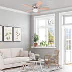 Prominence Home Alvina, 42 Inch Traditional Flush Mount Indoor LED Ceiling Fan with Light, Pull Chain, Dual Finish Blades, Reversible Motor - 80029-01 (Brushed Nickel)