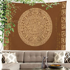 Batmerry Mayan Tapestry, Ancient Aztec Calendar Picnic Mat Beach Towel Wall Art Decoration for Bedroom Living Room Dorm, 51.2 x 59.1 Inches, Latin