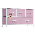DWVO Dresser for Room with 5 Drawers - Fabric Storage Tower, Long Fabric Dresser, Organizer Unit for Closet, Hallway