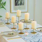 Pillar Candle Holders Candle Plates - Set of 6 Candelabra Candle Stand Iron Plate Minimalism Modern Home Mantel Dinning Table Christmas Decorations Centerpiece for Wedding, Party, Events, Gold