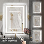 20"x 28" LED Bathroom Mirror with Black Frame, Bathroom Mirror with Lights Front and Backlit, Lighted Mirror Stepless Dimmable, Anti-Fog, Memory, LED Vanity Mirror with Lights 3 Colors