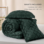 Bedsure King Comforter Set - Forest Green Comforter, Boho Tufted Shabby Chic Bedding for Kids, 3 Pieces Vintage Farmhouse Bed Set for All Seasons, Fluffy Soft Bedding with 2 Pillow Shams