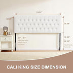 Tufted Upholstered Headboard California King Size, Solid Wood Head Board with Durable Metal Legs, Adjustable Height Bed headboard from 37” to 51” Fabric Headboard in Button Design, White
