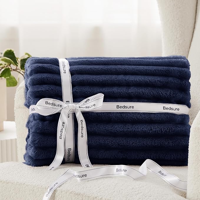 Bedsure GentleSoft Blue Fleece Blanket for Couch - Cozy Soft Blankets for Women, Cute Small Throws for Girls, 50x70 Inches