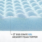 Best Price Mattress 2 Inch Egg Crate Memory Foam Mattress Topper, Cooling Gel Infusion, King, Dorm Essentials, Blue