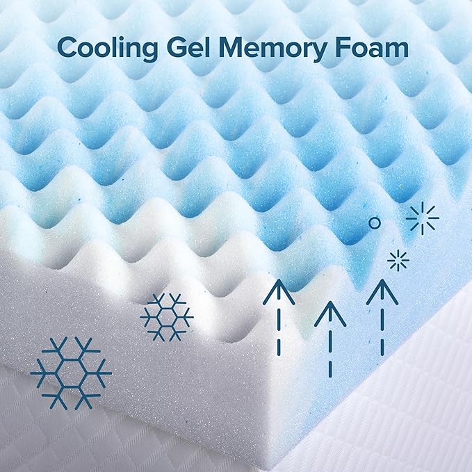 ZINUS 4 Inch Swirl Gel Cooling Memory Foam Mattress Topper, Smaller, More Convenient WonderBox Packaging, Cooling, Airflow Design, CertiPUR-US Certified, King