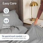 Twin XL 4 Piece Sheet Set - Comfy Breathable & Cooling - Soft Hotel Luxury Bedding Set with 8-16 Inch Deep Pockets - 1 Flat & 1 Fitted Sheet & 2 Pillowcases - Wrinkle Free & Easy Care - Heathered Grey