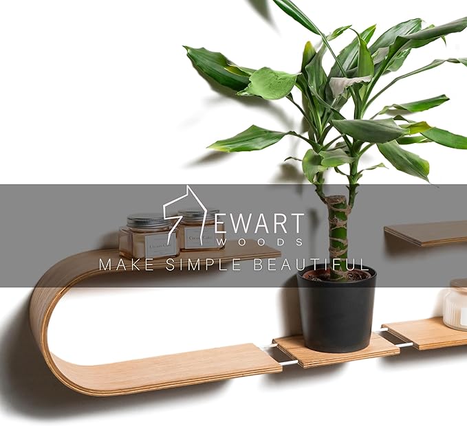 EWART WOODS Floating Wall Mounted Oval Shelf from Wood, Decorative Geometric Wooden Shelves for Candles, Unique Oak Hanging Display Decor (Wenge)
