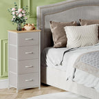 Somdot Dresser for Bedroom with 4 Drawers, Storage Organizer Chest of Drawers with Removable Fabric Bins for Closet Bedside Living Room Laundry Entryway Hallway, Ash Grey