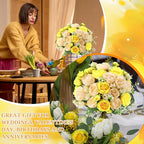 Geosar 16 Bundles Artificial Peonies Flowers Fake Silk Peony Bouquet Faux Peonies Flowers Bulk for Decoration Vase Floral Arrangements Wedding Party Table (Yellow,Champagne)