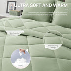 Love's cabin Full Comforter Set Sage, 7 Pieces Full Bed in a Bag, All Season Bedding Sets with 1 Comforter, 1 Flat Sheet, 1 Fitted Sheet, 2 Pillowcase and 2 Pillow Sham