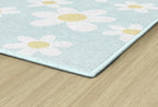 Flagship Carpets Schoolgirl Style White Daisies on Blue Educational Area Rug for Kids Room Seating Décor, Children's Classroom, Play Carpet for Teaching and Playroom, 7'6" x 12'